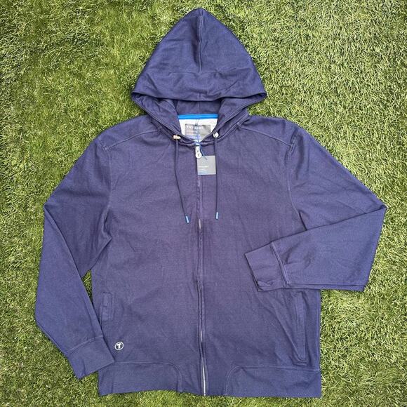 Twillory Athlounger Super Soft Full Zip Hoodie Sweatshirt Denim Navy Blue L - Picture 1 of 10